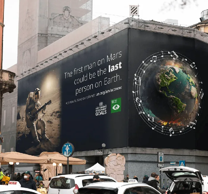 United Nations climate billboard: The first man on Mars could be the last person on Earth